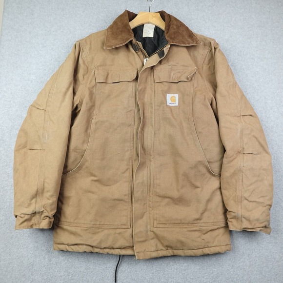 Vintage Carhartt Jacket Mens 40 Tan Canvas Duck Quilt Lined Work Chore Barn USA